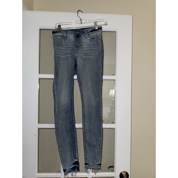 True Religion Jeans Sz 25 Womens Jennie Curvy Mid Rise Super Skinny Blue Denim - Picture 1 of 4